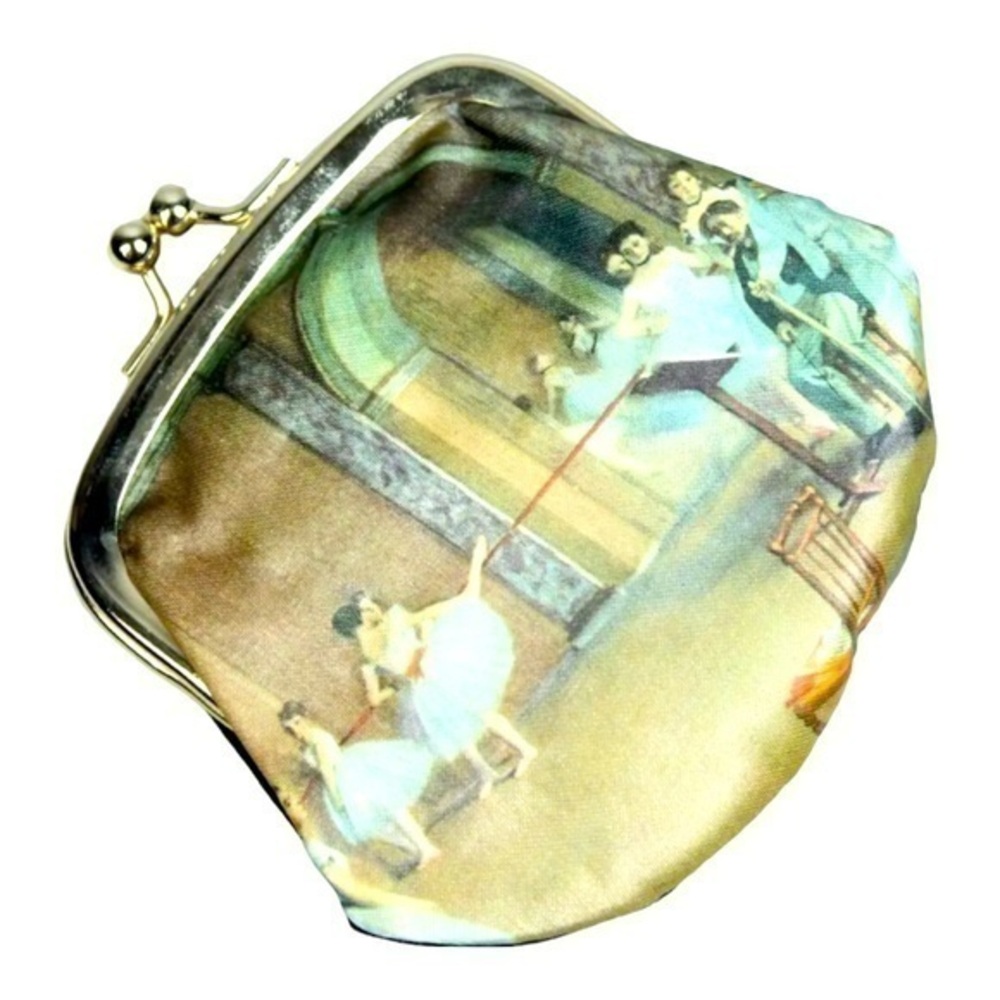 Vintage Made in ITALY Degas Ballerina Scene Print Kiss Lock Small Coin Purse